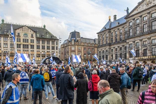 AMSTERDAM - National demonstration on Dam Square by the working group Op de Bres voor IsraÃ«l together with other organizations. A counter-demonstration has also been announced. DINGENA MOL ANP netherlands out - belgium out  Copyright: xx x569010383x originalFilename: 569010383.jpg