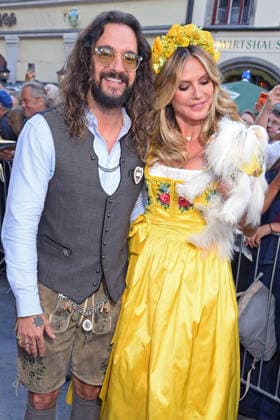 Heidi Klum, her dog Fritz, and her husband Tom Kaulitz at HEIDIFEST 2026 at the Hofbräuhaus in Munich on September 17, 2026
