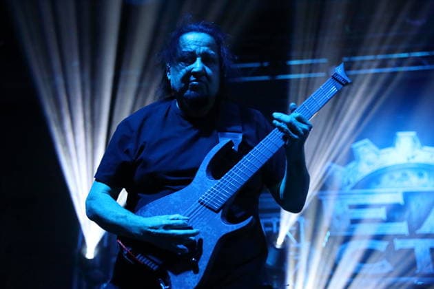 Dino Cazares of the band Fear Factory at a concert at Huxleys Neue Welt in Berlin, September 17, 2026 Fear Factory Concert Berlin