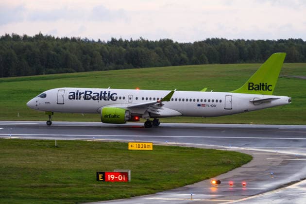 airBaltic files for bankruptcy protection VILNIUS, LITHUANIA - SEPTEMBER 17: An airBaltic aircraft is seen as the Latvia-based airline files for restructuring under Chapter 11 bankruptcy protection in the United States amid rising fuel costs and liquidity pressures, in Vilnius, Lithuania, on September 17, 2026. Yauhen Yerchak Anadolu Vilnius Lithuania. Editorial use only. Please get in touch for any other usage.  Copyright: x2026xAnadoluxYauhenxYerchakx