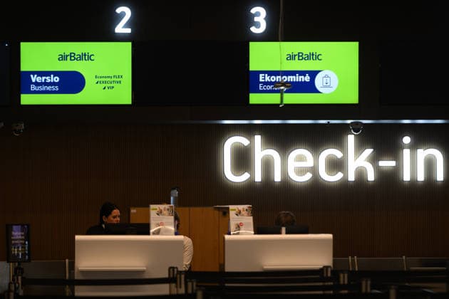 airBaltic files for bankruptcy protection VILNIUS, LITHUANIA - SEPTEMBER 17: A view of the airBaltic check in desk at Vilnius Airport as the Latvia-based airline files for restructuring under Chapter 11 bankruptcy protection in the United States amid rising fuel costs and liquidity pressures, in Vilnius, Lithuania, on September 17, 2026. Yauhen Yerchak Anadolu Vilnius Lithuania. Editorial use only. Please get in touch for any other usage.  Copyright: x2026xAnadoluxYauhenxYerchakx
