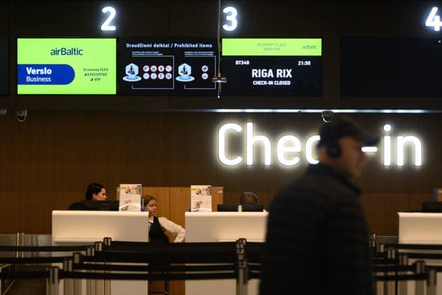 airBaltic files for bankruptcy protection VILNIUS, LITHUANIA - SEPTEMBER 17: A view of the airBaltic check in desk at Vilnius Airport as the Latvia-based airline files for restructuring under Chapter 11 bankruptcy protection in the United States amid rising fuel costs and liquidity pressures, in Vilnius, Lithuania, on September 17, 2026. Yauhen Yerchak Anadolu Vilnius Lithuania. Editorial use only. Please get in touch for any other usage.  Copyright: x2026xAnadoluxYauhenxYerchakx