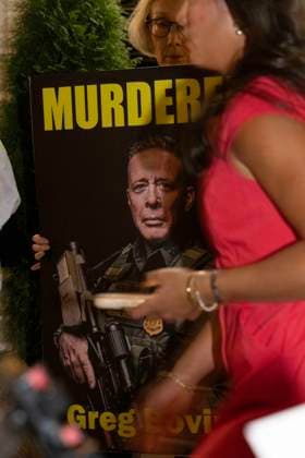 September 17, 2026: As attendees arrive for a New York Young Republican Club event with Greg Bovino, (not pictured) anti-ICE demonstrators stand outside holding signs and read the names of people who have died in Department of Homeland Security (DHS) custody or were killed by federal agents while acting as civilian rapid responders. Protesters hold signs that read MURDERER with Bovino s image. Members of Rise and Resist denounce Bovino who led the Border Patrol and ICE occupation of Chicago and Minneapolis. - ZUMAr174 20260917_znp_r174_018 Copyright: xGinaxMxRandazzox
