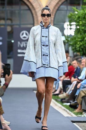 September 17, 2026, Madrid, Spain: A model parades with Odette Ãlvarez design during the Mercedes Benz Fashion Week Madrid at Cibeles Palace in Madrid. Madrid Spain  - ZUMAs197 20260917_aaa_s197_157 Copyright: xAtilanoxGarciax