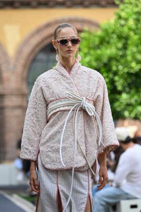 September 17, 2026, Madrid, Spain: A model parades with Odette Ãlvarez design during the Mercedes Benz Fashion Week Madrid at Cibeles Palace in Madrid. Madrid Spain  - ZUMAs197 20260917_aaa_s197_128 Copyright: xAtilanoxGarciax