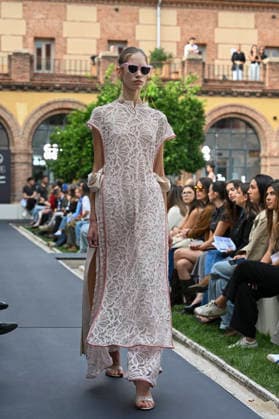 September 17, 2026, Madrid, Spain: A model parades with Odette Ãlvarez design during the Mercedes Benz Fashion Week Madrid at Cibeles Palace in Madrid. Madrid Spain  - ZUMAs197 20260917_aaa_s197_137 Copyright: xAtilanoxGarciax