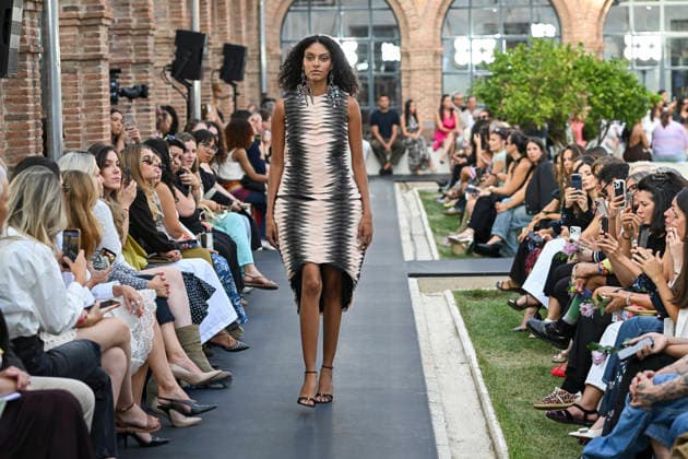 September 17, 2026, Madrid, Spain: A model parades with Isabel Sanchis design during the Mercedes Benz Fashion Week Madrid at Cibeles Palace in Madrid. Madrid Spain  - ZUMAs197 20260917_aaa_s197_337 Copyright: xAtilanoxGarciax