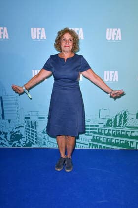 UFA Back in Berlin Reception: Adriana Altaras on the Blue Carpet at the UFA Back in Berlin Reception at BE YOND OFFICE in Berlin on September 17, 2026 Copyright: xEventpressxBerndtx