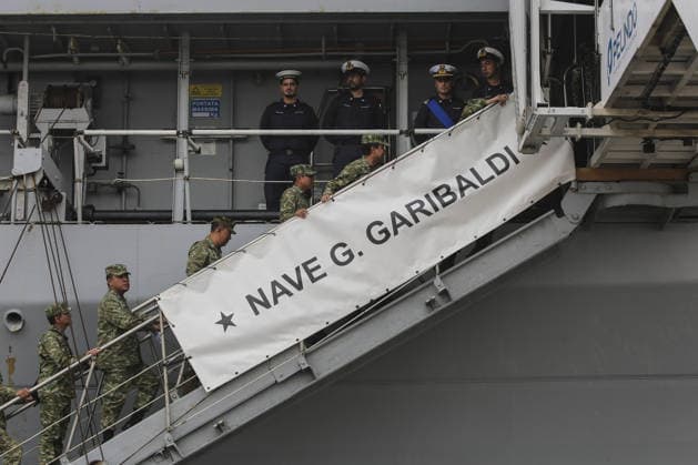 Indonesia s first aircraft carrier JAKARTA, INDONESIA - SEPTEMBER 18 : Crew members are seen aboard a former Italian Navy aircraft carrier, ITS Giuseppe Garibaldi, arrives at Pier 107 of Tanjung Priok port in Jakarta, Indonesia, on September 18, 2026. The through-deck aviation cruiser class ITS Giuseppe Garibaldi will be Indonesia’s first aircraft carrier, was donated by the Italian government to Indonesia and arrived after sailing for 25 days from Italy. Indonesia plans to use the vessel primarily for military operations other than war, including disaster response and humanitarian assistance, as part of efforts to strengthen and modernize the Indonesian Navy s integrated fleet weapons system. Agoes Rudianto Anadolu Jakarta Indonesia. Edi  Copyright: x2026xAnadoluxAgoesxRudiantox