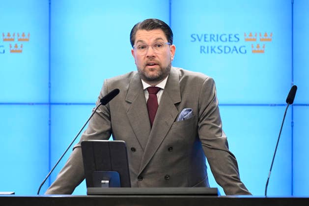 STOCKHOLM, SWEDEN 20260918 Jimmie Akesson, leader of the Sweden Democrats (SD), comments on the election results during a press conference at the Riksdag STOCKHOLM, SWEDEN x10070x  Copyright: xJessicaxGow TTx AKESSON VALRESULTATET 9sGmwm0oNWM
