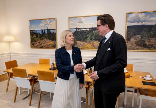 STOCKHOLM, SWEDEN 20260918 Speaker of the Riksdag Andreas Norlén meets with Social Democratic Party leader Magdalena Andersson (S) for talks as the process of nominating a new prime minister begins STOCKHOLM SWEDEN x10430x  Copyright: xChristinexOlsson TTx TALMANSRUNDOR _ZVoUO0-6uQ