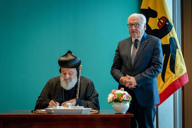 Ignatius Aphrem II, Patriarch of the Syriac Orthodox Church, Federal President Frank-Walter Steinmeier, Berlin, Official Residence at Spreebogen, Federal President Frank-Walter Steinmeier, Ignatius Aphrem II, Patriarch of the Syriac Orthodox Church of Antioch, Berlin, Berlin, GER
