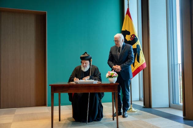 Ignatius Aphrem II, Patriarch of the Syriac Orthodox Church, Federal President Frank-Walter Steinmeier, Berlin, Official Residence at Spreebogen, Federal President Frank-Walter Steinmeier, Ignatius Aphrem II, Patriarch of the Syriac Orthodox Church of Antioch, Berlin, Berlin, GER