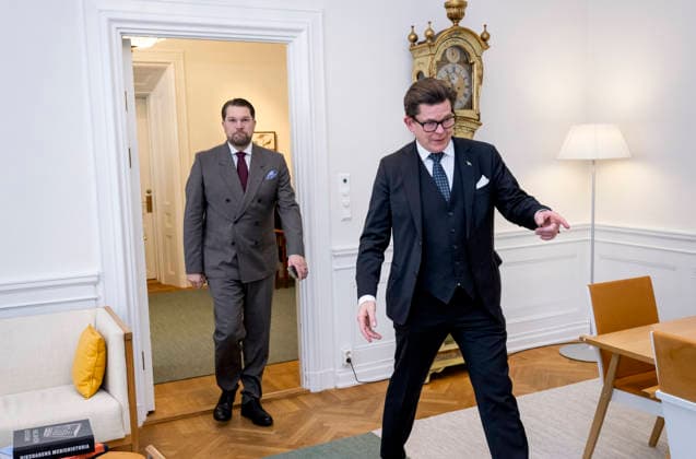 STOCKHOLM, SWEDEN 20260918 Speaker of the Riksdag Andreas Norlén meets with Sweden Democrats (SD) party leader Jimmie Åkesson for talks as the process of nominating a new prime minister begins STOCKHOLM SWEDEN x10430x  Copyright: xChristinexOlsson TTx TALMANSRUNDOR 5mOTdOZy_4U