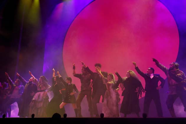 September 18, 2026, Madrid, Community Of Madrid, Spain: Cast members perform on stage during a media preview of two musical numbers from La Familia Addams: El Musical (The Addams Family: The Musical) at the Teatro Calderon on Friday, September 18, 2026, in Madrid, Spain. The exclusive press photocall showcased the vibrant and highly anticipated unconventional comedy, which brings the macabre and beloved Addams family to life with spectacular, life-sized set designs. Offering a tragicomic twist as Wednesday Addams falls in love with a normal boy, the production blends grand orchestral parodies, dark humor, and a surprisingly emotional core about teenage love and acceptance, putting traditional showbusiness cliches under the microscope wi - ZUMAo127 20260918_zep_o127_048 Copyright: xHugoxOrtunox