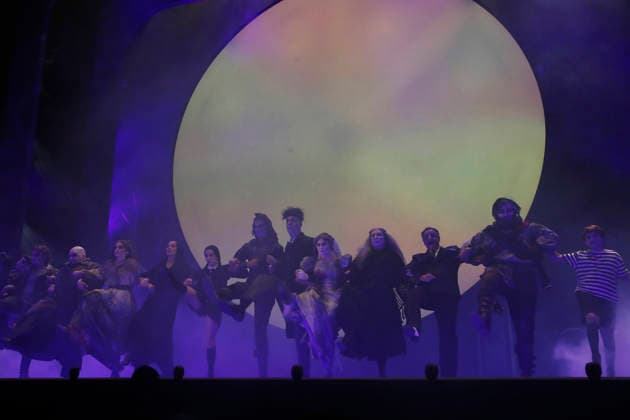 September 18, 2026, Madrid, Community Of Madrid, Spain: Cast members perform on stage during a media preview of two musical numbers from La Familia Addams: El Musical (The Addams Family: The Musical) at the Teatro Calderon on Friday, September 18, 2026, in Madrid, Spain. The exclusive press photocall showcased the vibrant and highly anticipated unconventional comedy, which brings the macabre and beloved Addams family to life with spectacular, life-sized set designs. Offering a tragicomic twist as Wednesday Addams falls in love with a normal boy, the production blends grand orchestral parodies, dark humor, and a surprisingly emotional core about teenage love and acceptance, putting traditional showbusiness cliches under the microscope wi  - ZUMAo127 20260918_zep_o127_059 Copyright: xHugoxOrtunox