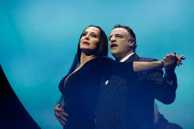 September 18, 2026, Madrid, Community Of Madrid, Spain: Cast members perform on stage during a media preview of two musical numbers from La Familia Addams: El Musical (The Addams Family: The Musical) at the Teatro Calderon on Friday, September 18, 2026, in Madrid, Spain. The exclusive press photocall showcased the vibrant and highly anticipated unconventional comedy, which brings the macabre and beloved Addams family to life with spectacular, life-sized set designs. Offering a tragicomic twist as Wednesday Addams falls in love with a normal boy, the production blends grand orchestral parodies, dark humor, and a surprisingly emotional core about teenage love and acceptance, putting traditional showbusiness cliches under the microscope wi  - ZUMAo127 20260918_zep_o127_064 Copyright: xHugoxOrtunox