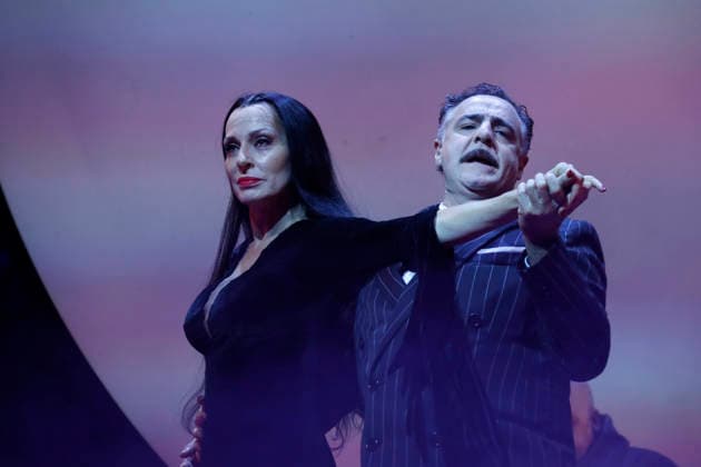 September 18, 2026, Madrid, Community Of Madrid, Spain: Cast members perform on stage during a media preview of two musical numbers from La Familia Addams: El Musical (The Addams Family: The Musical) at the Teatro Calderon on Friday, September 18, 2026, in Madrid, Spain. The exclusive press photocall showcased the vibrant and highly anticipated unconventional comedy, which brings the macabre and beloved Addams family to life with spectacular, life-sized set designs. Offering a tragicomic twist as Wednesday Addams falls in love with a normal boy, the production blends grand orchestral parodies, dark humor, and a surprisingly emotional core about teenage love and acceptance, putting traditional showbusiness cliches under the microscope wi  - ZUMAo127 20260918_zep_o127_068 Copyright: xHugoxOrtunox