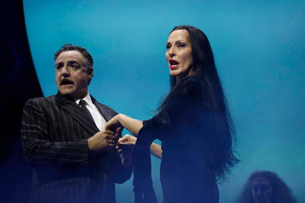 September 18, 2026, Madrid, Community Of Madrid, Spain: Cast members perform on stage during a media preview of two musical numbers from La Familia Addams: El Musical (The Addams Family: The Musical) at the Teatro Calderon on Friday, September 18, 2026, in Madrid, Spain. The exclusive press photocall showcased the vibrant and highly anticipated unconventional comedy, which brings the macabre and beloved Addams family to life with spectacular, life-sized set designs. Offering a tragicomic twist as Wednesday Addams falls in love with a normal boy, the production blends grand orchestral parodies, dark humor, and a surprisingly emotional core about teenage love and acceptance, putting traditional showbusiness cliches under the microscope wi  - ZUMAo127 20260918_zep_o127_073 Copyright: xHugoxOrtunox