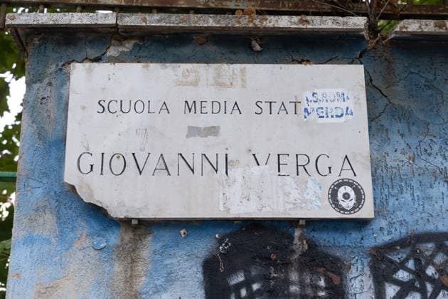 IPA88664751 - The entrance to the Giovanni Verga School in Centocelle, Rome, where a student assaulted a teacher  Copyright: xMatteoxNardonex xx IPA88664751