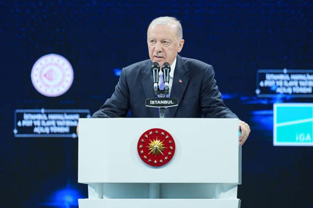 Turkish President Recep Tayyip Erdogan ISTANBUL, TURKIYE - SEPTEMBER 18 : Turkish President Recep Tayyip Erdogan delivers a speech during the opening ceremony of the 4th Runway and Additional Investments at Istanbul Airport in Istanbul, Turkiye on September 18, 2026. Cemal Yurttas Anadolu Istanbul Turkey. Editorial use only. Please get in touch for any other usage.  Copyright: x2026xAnadoluxCemalxYurttasx