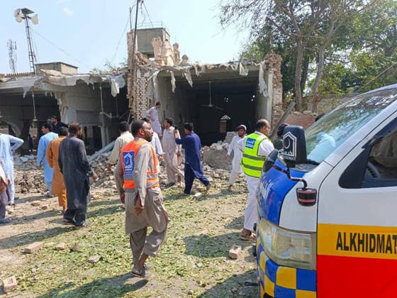 (260918) -- KOHAT, Sept. 18, 2026 -- This photo taken with mobile phone shows a blast site at Kohat in Pakistan s Khyber Pakhtunkhwa province on Sept. 18, 2026. At least 16 people were killed and over 50 others injured in a twin suicide attack inside a residential compound of police in Pakistan s Khyber Pakhtunkhwa province on Friday, police and rescue officials said. (Str Xinhua) (SpotNews) PAKISTAN-KOHAT-BLAST-DEATH TOLL AhmadxKamal 