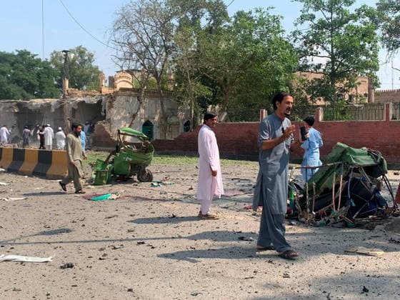(260918) -- KOHAT, Sept. 18, 2026 -- This photo taken with mobile phone shows a blast site at Kohat in Pakistan s Khyber Pakhtunkhwa province on Sept. 18, 2026. At least 16 people were killed and over 50 others injured in a twin suicide attack inside a residential compound of police in Pakistan s Khyber Pakhtunkhwa province on Friday, police and rescue officials said. (Str Xinhua) (SpotNews) PAKISTAN-KOHAT-BLAST-DEATH TOLL AhmadxKamal 