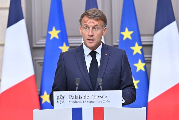 French President Emmanuel Macron speaks at a press conference following a meeting on the geopolitical situation and its consequences, which brought together candidates for the 2027 presidential election and party leaders at the Élysée Palace in Paris, France, on September 18, 2026. Emmanuel Macron called for the development of a plan to protect our critical infrastructure against Russian hybrid attacks. France’s President Emmanuel Macron addresses the audience during a press conference following a meeting with candidates for the 2027 presidential election and party leaders focused on the geopolitical situation and its consequences, at the Élysée Palace in Paris, France, on September 18, 2026. Emmanuel Macron requested the preparation of a  Copyright: xChristianxLiewigx xBestimagexChristianxLiewigx xBestimagex