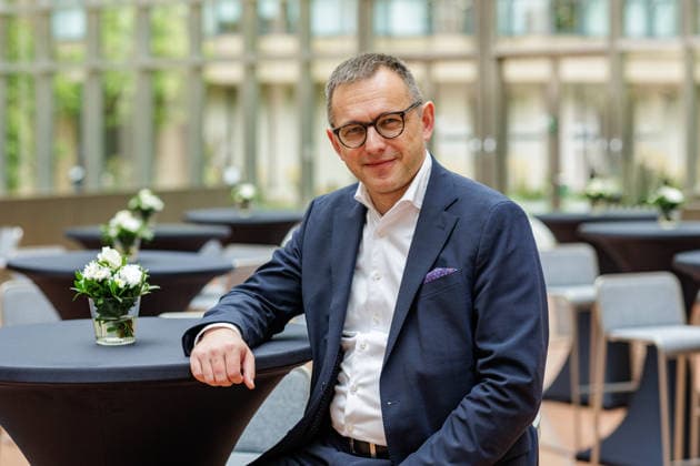 September 18, 2026, Düsseldorf: Dr. Philipp Nagl, CEO of DB InfraGo AG, on the sidelines of the NRW 2026 Infrastructure Conference, themed Building and Renovating Bridges Faster, at the Ministry of the Environment, Nature Conservation, and Transportation, Emilie Preyer Platz 1, North Rhine-Westphalia, Germany