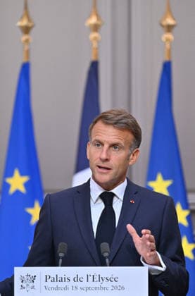 French President Emmanuel Macron speaks at a press conference following a meeting on the geopolitical situation and its consequences, which brought together candidates for the 2027 presidential election and party leaders at the Élysée Palace in Paris, France, on September 18, 2026. Emmanuel Macron called for the development of a plan to protect our critical infrastructure against Russian hybrid attacks. France’s President Emmanuel Macron addresses the audience during a press conference following a meeting with candidates for the 2027 presidential election and party leaders focused on the geopolitical situation and its consequences, at the Élysée Palace in Paris, France, on September 18, 2026. Emmanuel Macron requested the preparation of a  Copyright: xChristianxLiewigx xBestimagexChristianxLiewigx xBestimagex