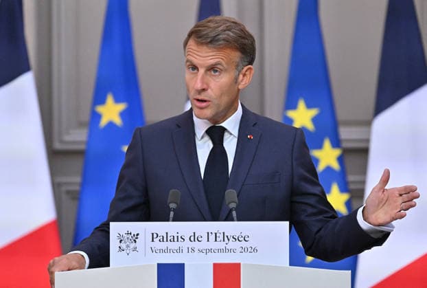 French President Emmanuel Macron speaks at a press conference following a meeting on the geopolitical situation and its consequences, which brought together candidates for the 2027 presidential election and party leaders at the Élysée Palace in Paris, France, on September 18, 2026. Emmanuel Macron called for the development of a plan to protect our critical infrastructure against Russian hybrid attacks. France’s President Emmanuel Macron addresses the audience during a press conference following a meeting with candidates for the 2027 presidential election and party leaders focused on the geopolitical situation and its consequences, at the Élysée Palace in Paris, France, on September 18, 2026. Emmanuel Macron requested the preparation of a  Copyright: xChristianxLiewigx xBestimagexChristianxLiewigx xBestimagex