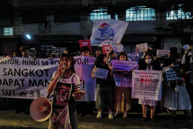 September 18, 2026, Philippines: Students from La Salle along with One Taft, a coalition of Taft-based schools, stage a Black Friday Protest on Friday at Taft Ave, Metro Manila. It coincided with the Black Friday Protests from different universities and a preparation for the mass movement on Sept. 21 for the Martial Law anniversary. Among the calls were for the alleged human rights abuses, corruption, and the Pax Silica initiative under the administration of President Ferdinand Marcos Jr. Philippines - ZUMAr240 20260918_zip_r240_042 Copyright: xMarcxDominicxRostratax