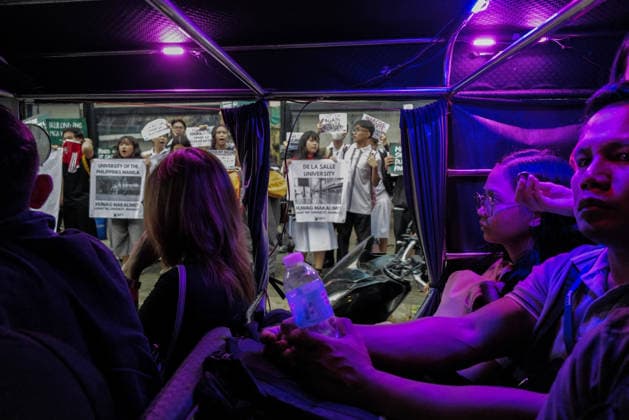 September 18, 2026, Philippines: Students from La Salle along with One Taft, a coalition of Taft-based schools, stage a Black Friday Protest on Friday at Taft Ave, Metro Manila. It coincided with the Black Friday Protests from different universities and a preparation for the mass movement on Sept. 21 for the Martial Law anniversary. Among the calls were for the alleged human rights abuses, corruption, and the Pax Silica initiative under the administration of President Ferdinand Marcos Jr. Philippines - ZUMAr240 20260918_zip_r240_028 Copyright: xMarcxDominicxRostratax