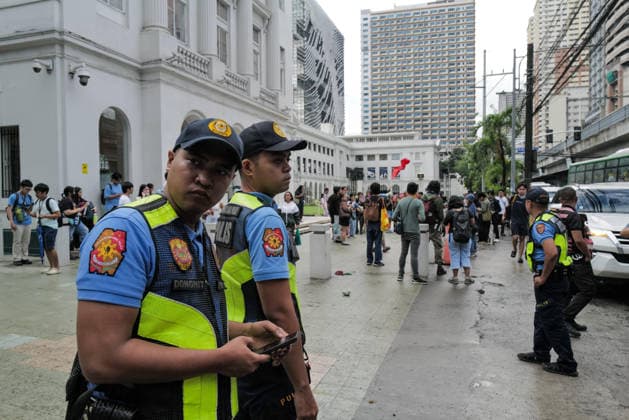 September 18, 2026, Philippines: Police watching closely the Lasallian student mob during the Black Friday Protest on Friday at Taft Ave, Metro Manila. It coincided with the Black Friday Protests from different universities and a preparation for the mass movement on Sept. 21 for the Martial Law anniversary. Among the calls were for the alleged human rights abuses, corruption, and the Pax Silica initiative under the administration of President Ferdinand Marcos Jr. Philippines - ZUMAr240 20260918_zip_r240_025 Copyright: xMarcxDominicxRostratax
