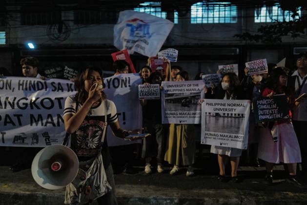 September 18, 2026, Philippines: Students from La Salle along with One Taft, a coalition of Taft-based schools, stage a Black Friday Protest on Friday at Taft Ave, Metro Manila. It coincided with the Black Friday Protests from different universities and a preparation for the mass movement on Sept. 21 for the Martial Law anniversary. Among the calls were for the alleged human rights abuses, corruption, and the Pax Silica initiative under the administration of President Ferdinand Marcos Jr. Philippines - ZUMAr240 20260918_zip_r240_046 Copyright: xMarcxDominicxRostratax