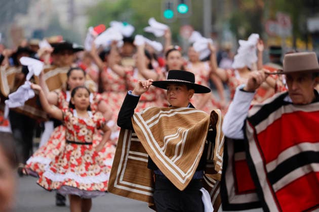 Valparaíso, September 18, 2026 Groups of Cuequeros march during the commemoration of the 216th anniversary of National Independence, a ceremony held on Pedro Montt Avenue. Sebastian Cisternas, Aton Chile, Valparaíso, Chile. Aton 1191647  Copyright: SEBASTIANxCISTERNAS xATONxCHILE