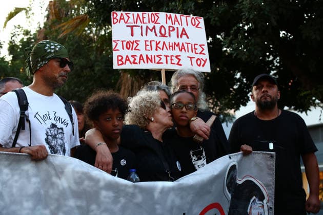 September 18, 2026, Keratsini, Attica, GREECE: Magda Fyssa, mother of murdered musician Pavlos Fyssas, marches with demonstrators during an anti-fascist march marking the 13th anniversary of her son s murder in Keratsini, near Athens, Greece, September 18, 2026. Keratsini GREECE - ZUMAx103 20260918_zip_x103_008 Copyright: xHarrisxXanthopoulosx