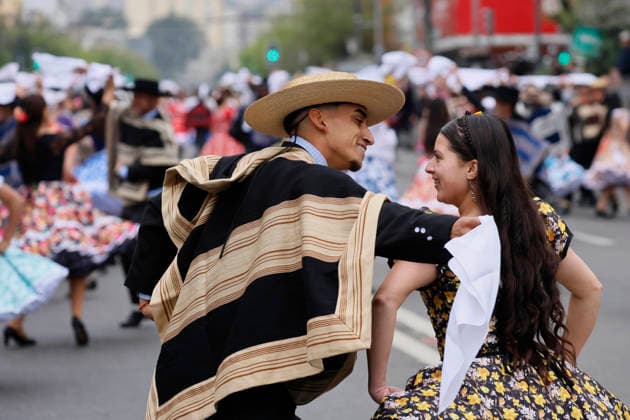 Valparaíso, September 18, 2026 Groups of cueca dancers perform a cueca during the commemoration of the 216th anniversary of National Independence, a ceremony held on Pedro Montt Avenue. Sebastian Cisternas Aton Chile, Valparaiso, Chile Aton 1191681  Copyright: SEBASTIANxCISTERNAS xATONxCHILE