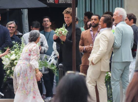 Exclu - Emily in Paris Set - Paris Exclusive - Lucas Bravo, Lucien Laviscount, William Abadie and Bruno Gouery during the filming of Emily in Paris in Paris, France on September 18, 2026. Photo by ABACAPRESS.COM Paris France  Copyright: xABACAx
