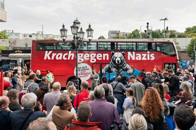 Berlin, September 18, 2026: The Berlin SPD’s campaign wrap-up event with Steffen Krach ahead of the upcoming election for the House of Representatives on September 20, 2026, at Stuttgarter Platz on Wilmersdorfer Straße