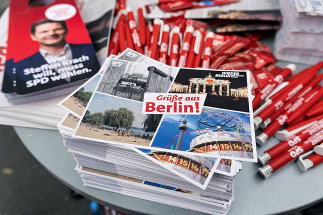 Berlin, September 18, 2026: The Berlin SPD’s campaign wrap-up event featuring Steffen Krach ahead of the upcoming House of Representatives election on September 20, 2026, at Stuttgarter Platz on Wilmersdorfer Straße