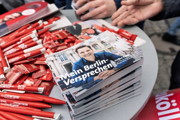 Berlin, September 18, 2026: The Berlin SPD’s campaign wrap-up event featuring Steffen Krach ahead of the upcoming House of Representatives election on September 20, 2026, at Stuttgarter Platz on Wilmersdorfer Straße