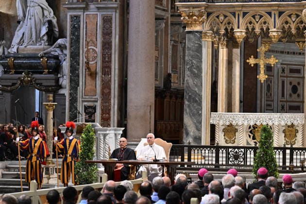 IPA88674976 - Italy, Rome, Vatican, September 18, 2026: Pope Leo XIV during the Diocesan Assembly at the Basilica of St. John Lateran in Rome. Copyright Alessia Giuliani Catholicpressphoto  Copyright: xx xAlessiaxGiuliani Catholipressphotox IPA88674976