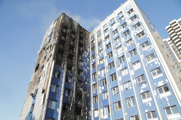 Firefighters respond after attacks in Odesa ODESA, UKRAINE - SEPTEMBER 18: A view of the damaged building as firefighters are dispatched to the scene after two consecutive attacks hit the central part of Odesa, Ukraine, on September 18, 2026. The second strike occurs while emergency and rescue services are working to deal with the aftermath of the first attack and assist people. Arthur Shvits Anadolu Odesa Ukraine. Editorial use only. Please get in touch for any other usage.  Copyright: x2026xAnadoluxArthurxShvitsx