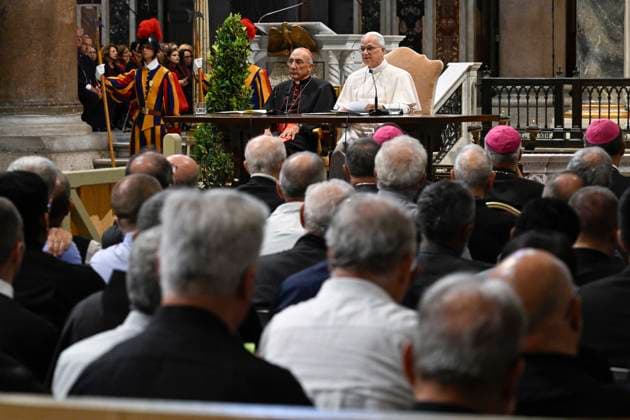Italy, Rome,Vatican : Pope Leo XIV during the Diocesan Assembly at the Basilica of St John Lateran Italy,Rome,Vatican 2026 09 18 Pope Leo XIV during the Diocesan Assembly at the Basilica of St John Lateran in Rome .Copyright VATICAN MEDIA Catholicpressphoto EDITORIAL USE ONLY - NO BOOKS Copyright: xVATICANxMEDIA xCatholicxPressxPhotox