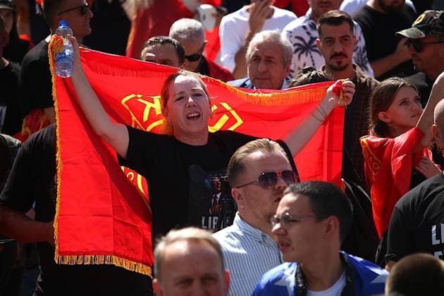 Protests continue in Pristina over KLA commanders war crimes trial PRISTINA, KOSOVO - SEPTEMBER 18: Demonstrators protest the convictions and prison sentences handed down to former commanders of the Kosovo Liberation Army (KLA), including former Kosovo President Hashim Thaci, in a war crimes trial, in Pristina, Kosovo, on September 18, 2026. Erkin Keci Anadolu Pristina Kosovo. Editorial use only. Please get in touch for any other usage.  Copyright: x2026xAnadoluxErkinxKecix