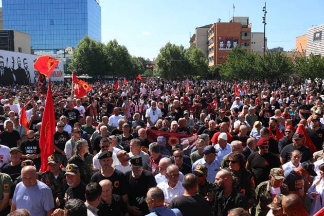 Protests continue in Pristina over KLA commanders war crimes trial PRISTINA, KOSOVO - SEPTEMBER 18: Demonstrators protest the convictions and prison sentences handed down to former commanders of the Kosovo Liberation Army (KLA), including former Kosovo President Hashim Thaci, in a war crimes trial, in Pristina, Kosovo, on September 18, 2026. Erkin Keci Anadolu Pristina Kosovo. Editorial use only. Please get in touch for any other usage.  Copyright: x2026xAnadoluxErkinxKecix