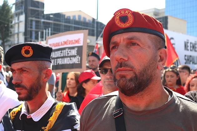 Protests continue in Pristina over KLA commanders war crimes trial PRISTINA, KOSOVO - SEPTEMBER 18: Demonstrators protest the convictions and prison sentences handed down to former commanders of the Kosovo Liberation Army (KLA), including former Kosovo President Hashim Thaci, in a war crimes trial, in Pristina, Kosovo, on September 18, 2026. Erkin Keci Anadolu Pristina Kosovo. Editorial use only. Please get in touch for any other usage.  Copyright: x2026xAnadoluxErkinxKecix