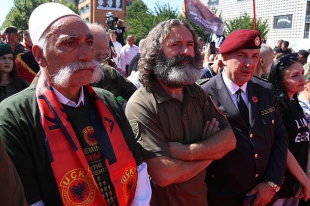 Protests continue in Pristina over KLA commanders war crimes trial PRISTINA, KOSOVO - SEPTEMBER 18: Demonstrators protest the convictions and prison sentences handed down to former commanders of the Kosovo Liberation Army (KLA), including former Kosovo President Hashim Thaci, in a war crimes trial, in Pristina, Kosovo, on September 18, 2026. Erkin Keci Anadolu Pristina Kosovo. Editorial use only. Please get in touch for any other usage.  Copyright: x2026xAnadoluxErkinxKecix