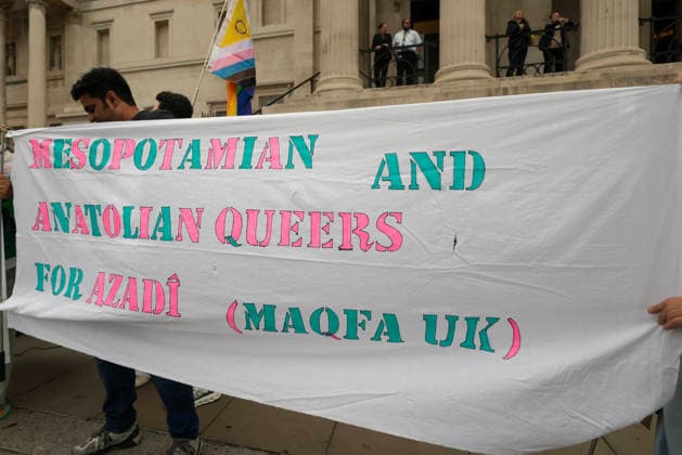 . 18 09 2026. London, United Kingdom. Peter Tatchell Attends rotest at Turkish Embassy. Protests at Turkish Embassy & Trafalgar Square following Turkish police arresting dozens of people as part of the government s recent crackdown on LGBTQ+ activists and venues.  xMartynxWheatleyx xi-Imagesx IIM-27016-0016
